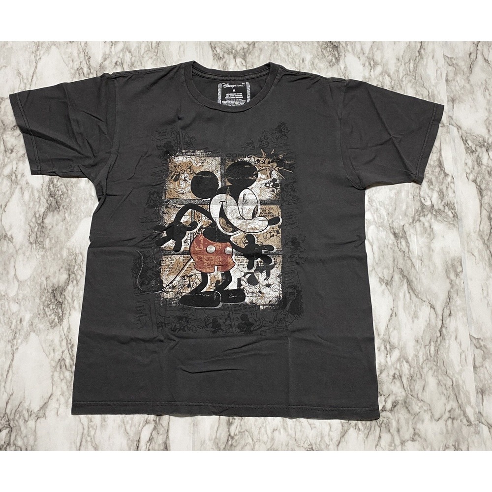 Walt Disney Mens T Shirt Size M‎  100% Organic Cotton Mickey Mouse Graphic Gray